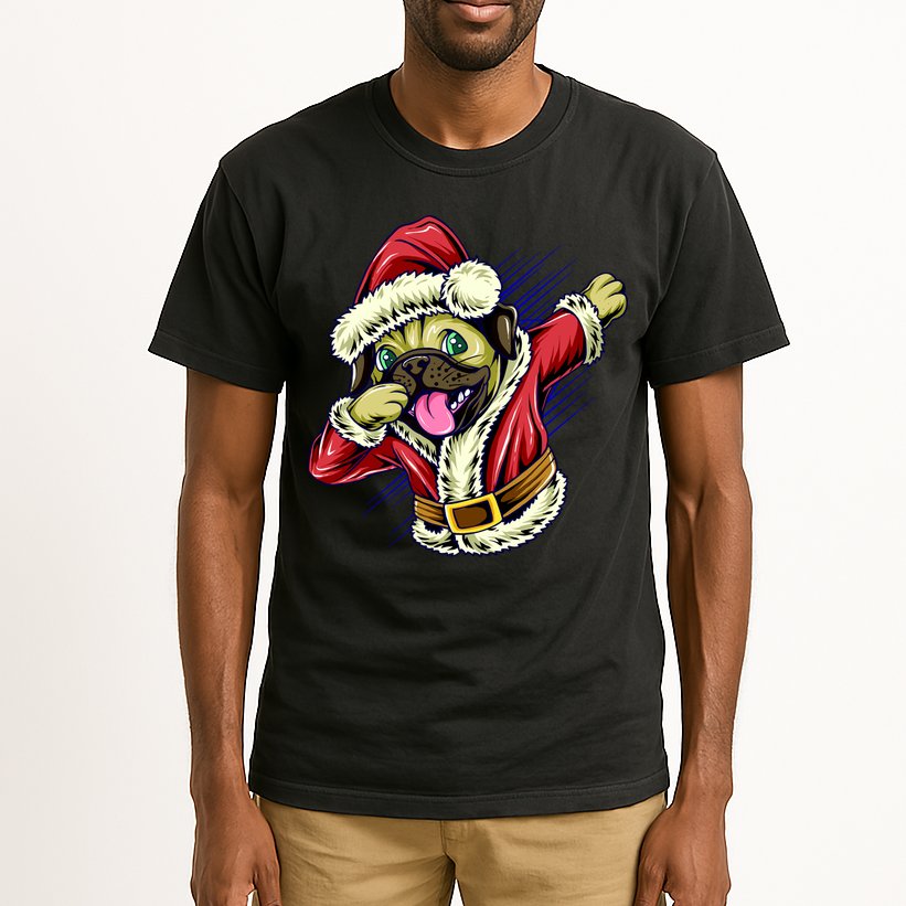 Funny Pug Dabbing Santa Claus Tall T-Shirt
