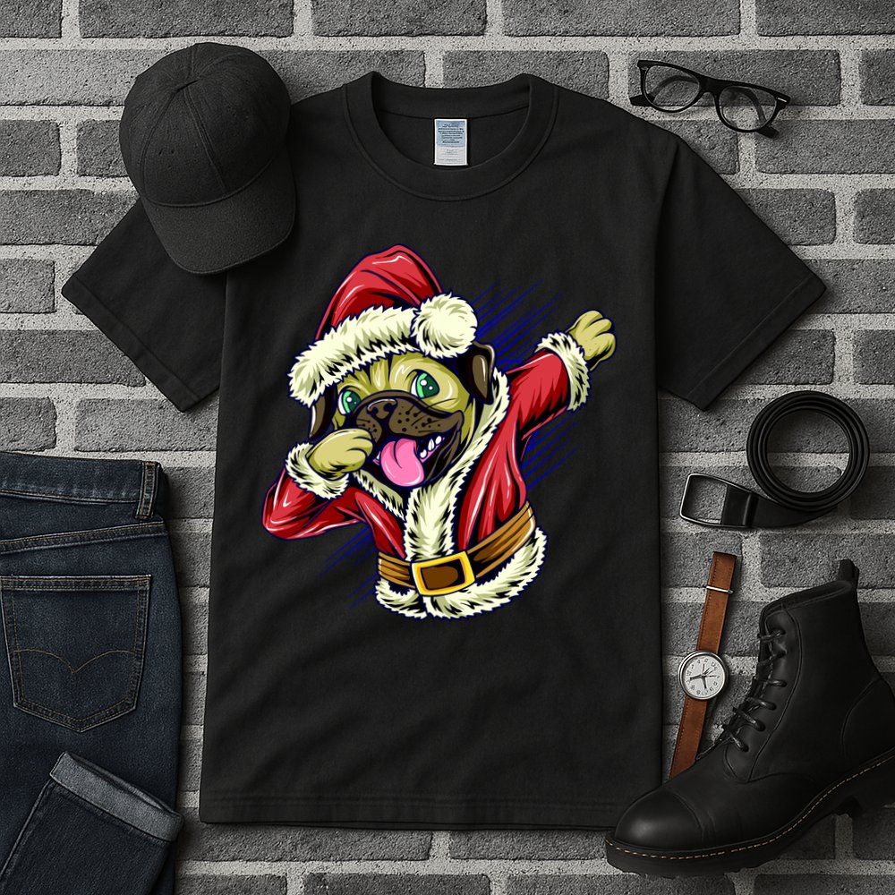 Funny Pug Dabbing Santa Claus Tall T-Shirt