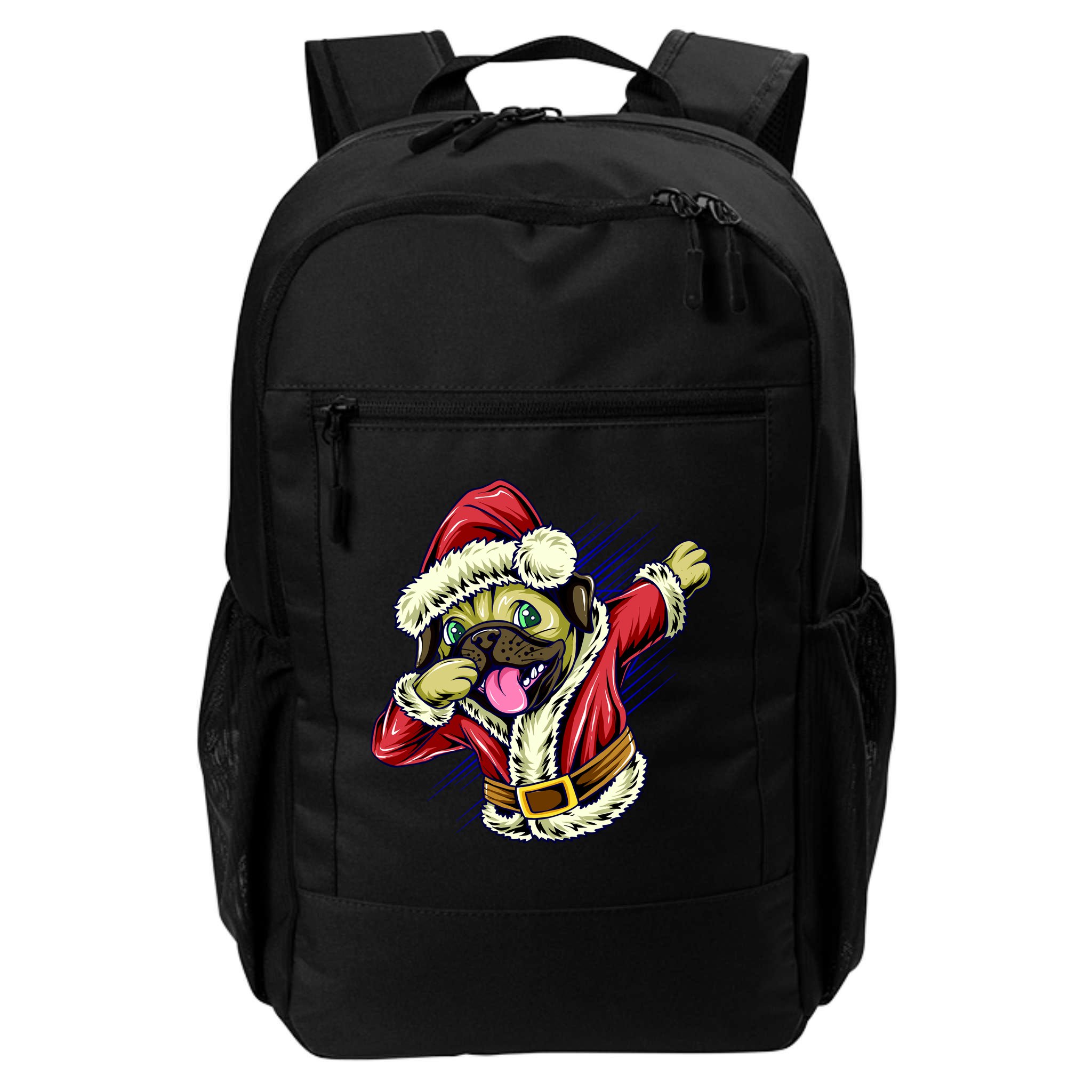 Funny Pug Dabbing Santa Claus Backpack