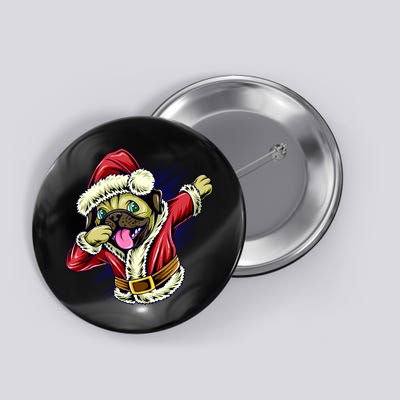 Funny Pug Dabbing Santa Claus Button
