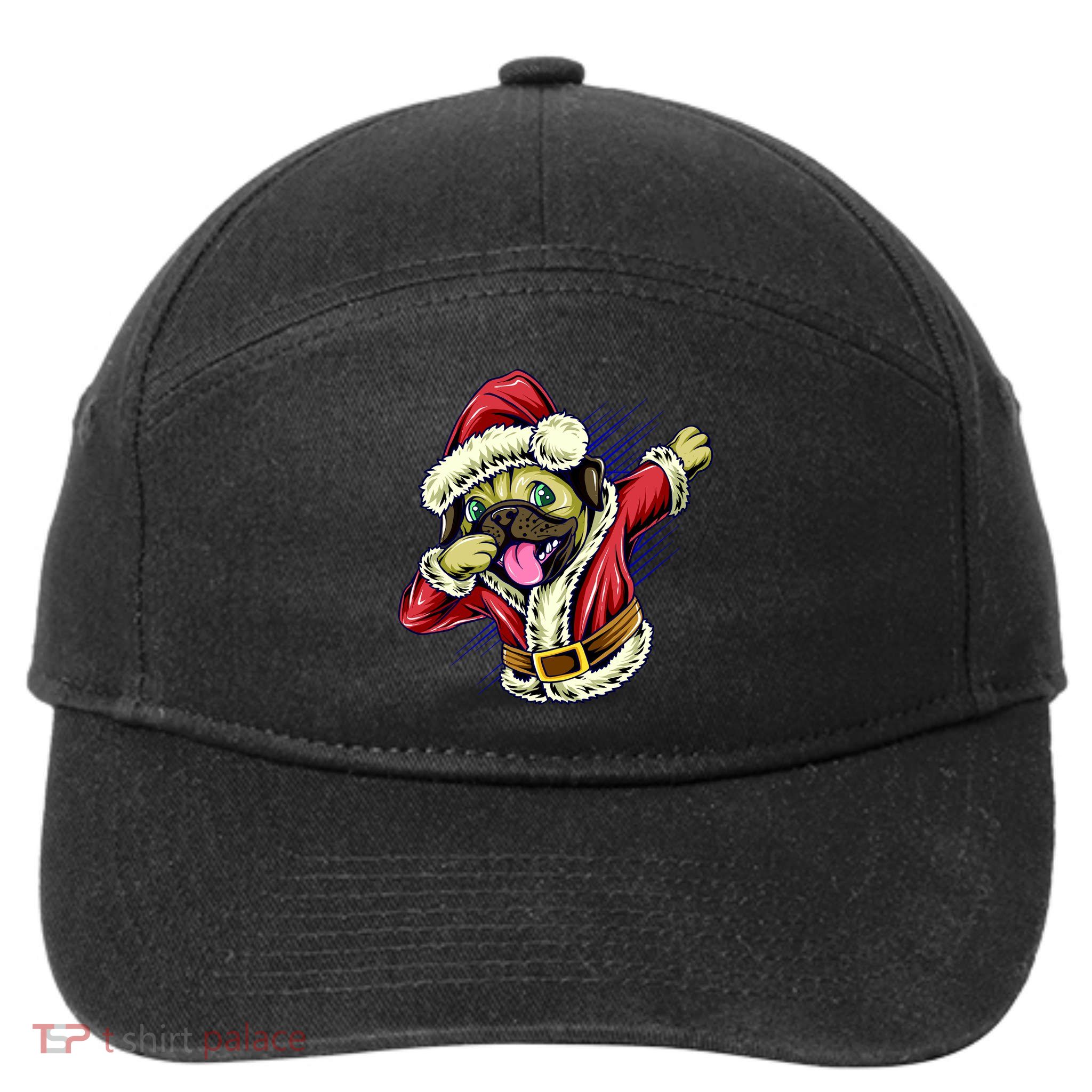 Funny Pug Dabbing Santa Claus 7-Panel Snapback Hat
