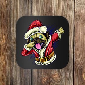 Funny Pug Dabbing Santa Claus Coaster