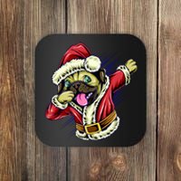 Funny Pug Dabbing Santa Claus Coaster