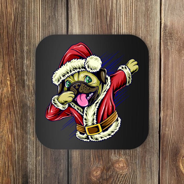 Funny Pug Dabbing Santa Claus Coaster