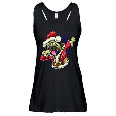 Funny Pug Dabbing Santa Claus Ladies Essential Flowy Tank