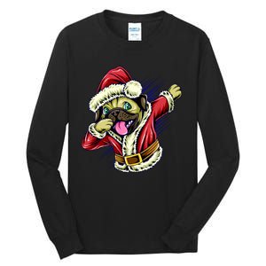 Funny Pug Dabbing Santa Claus Tall Long Sleeve T-Shirt