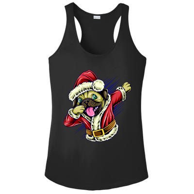 Funny Pug Dabbing Santa Claus Ladies PosiCharge Competitor Racerback Tank