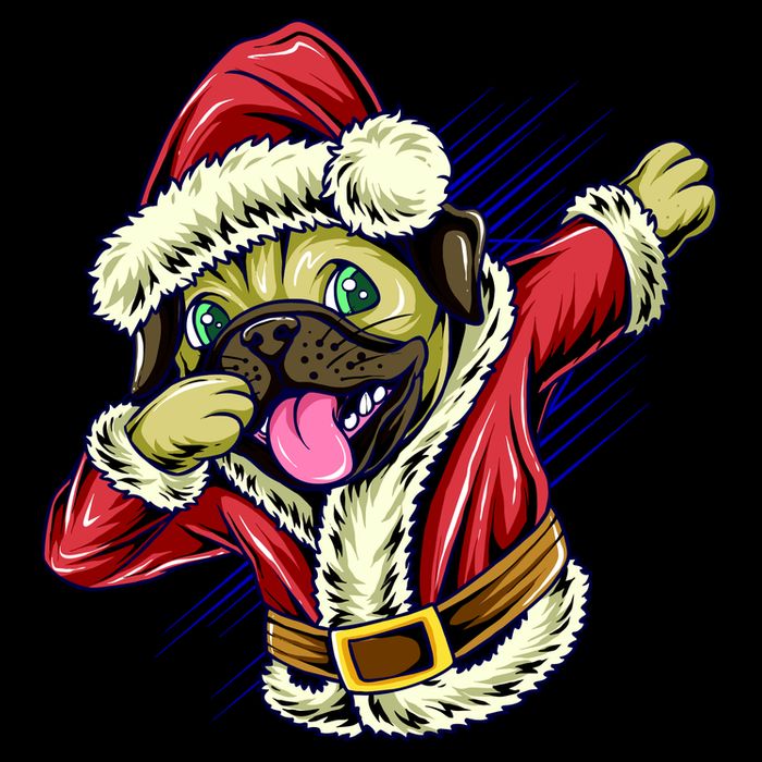 Funny Pug Dabbing Santa Claus Magnet