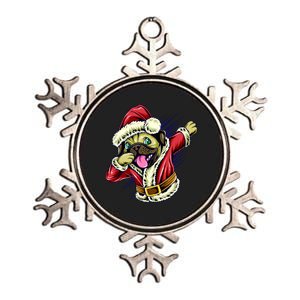 Funny Pug Dabbing Santa Claus Metallic Star Ornament