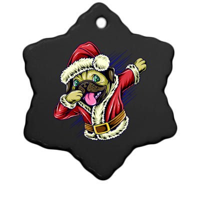 Funny Pug Dabbing Santa Claus Ceramic Star Ornament