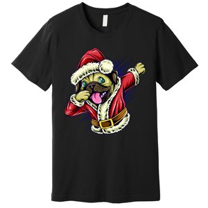 Funny Pug Dabbing Santa Claus Premium T-Shirt