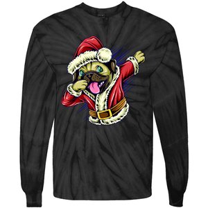 Funny Pug Dabbing Santa Claus Tie-Dye Long Sleeve Shirt