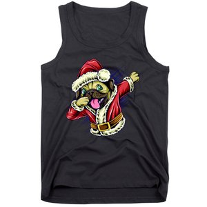 Funny Pug Dabbing Santa Claus Tank Top