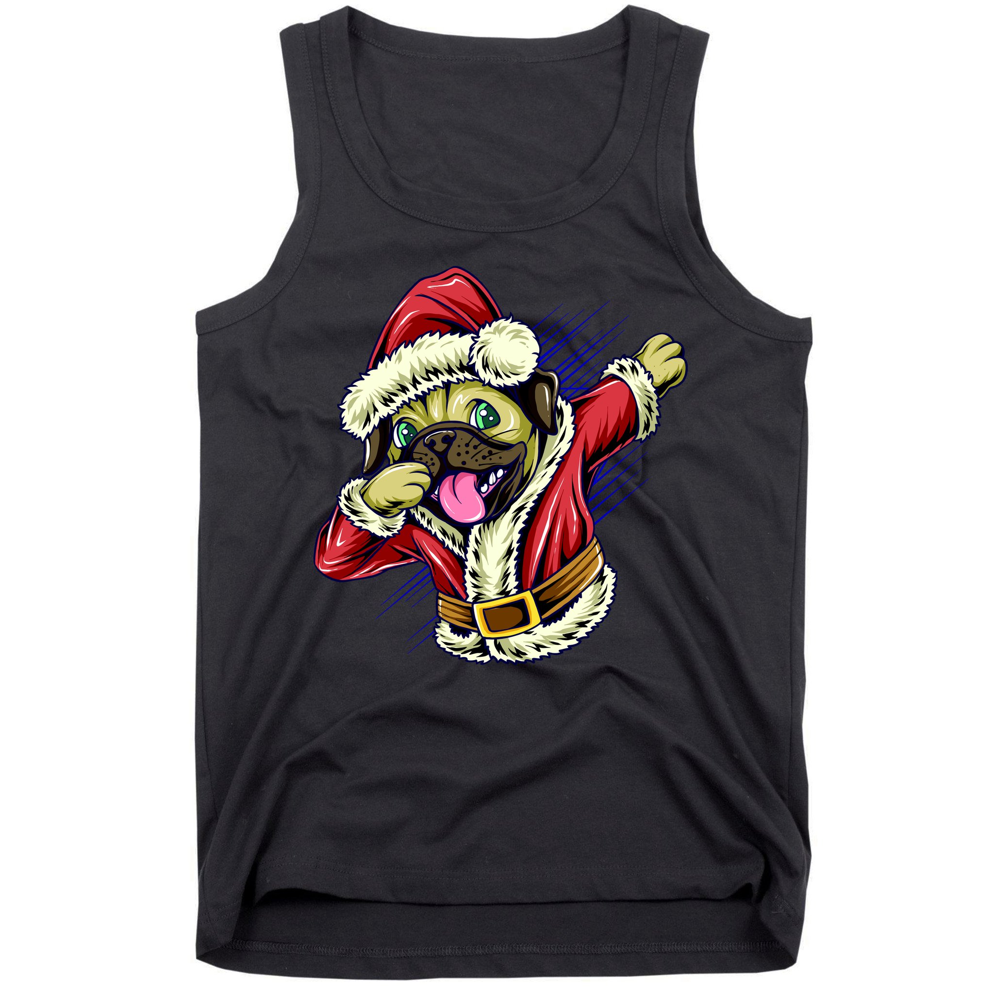 Funny Pug Dabbing Santa Claus Tank Top