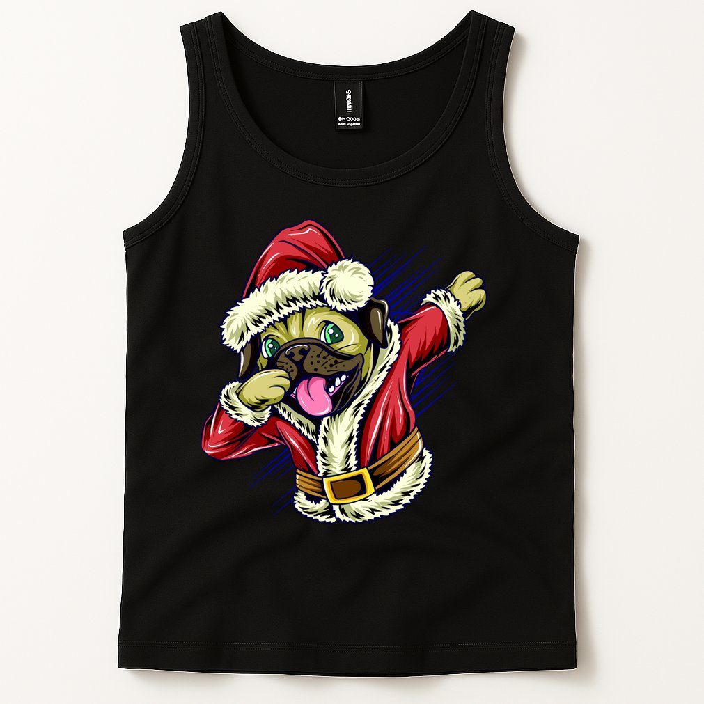 Funny Pug Dabbing Santa Claus Tank Top