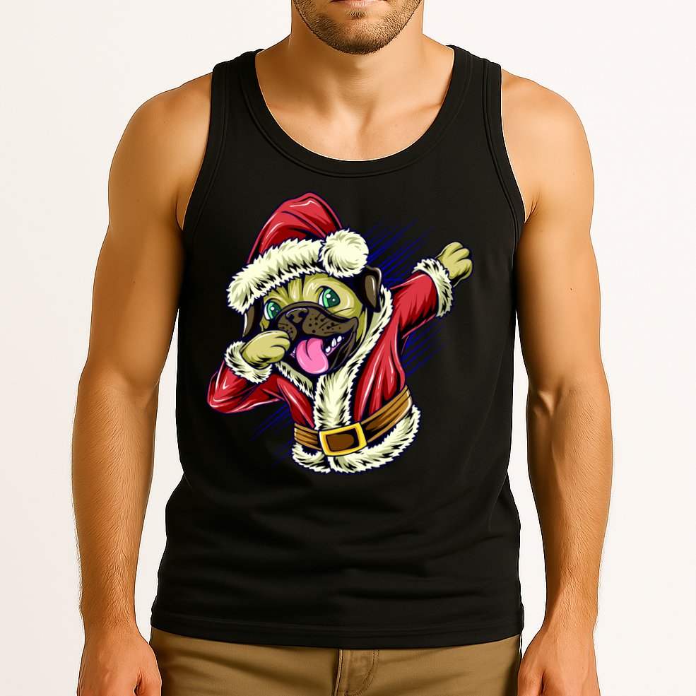 Funny Pug Dabbing Santa Claus Tank Top