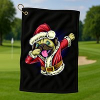 Funny Pug Dabbing Santa Claus Golf Towel