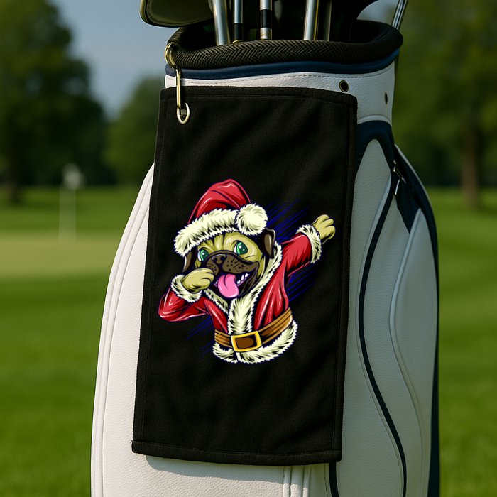 Funny Pug Dabbing Santa Claus Golf Towel