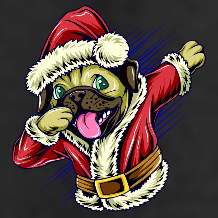 Funny Pug Dabbing Santa Claus Golf Towel