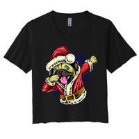 Funny Pug Dabbing Santa Claus Women's Crop Top Tee