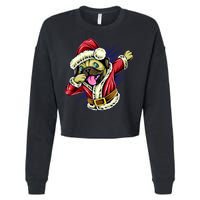 Funny Pug Dabbing Santa Claus Cropped Pullover Crew