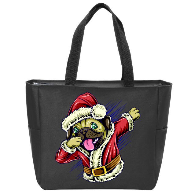 Funny Pug Dabbing Santa Claus Zip Tote Bag