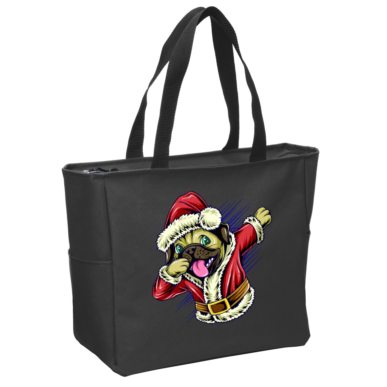 Funny Pug Dabbing Santa Claus Zip Tote Bag