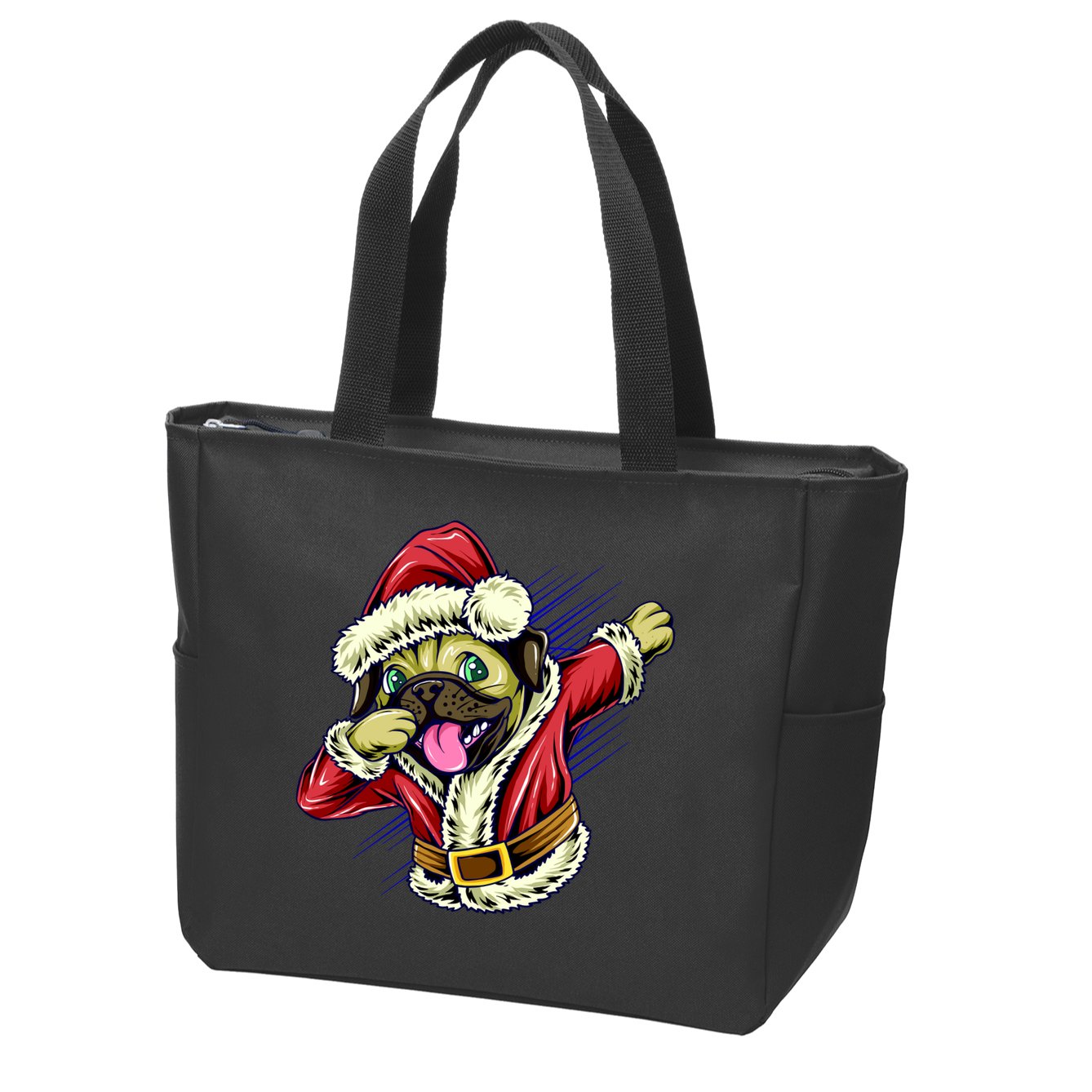 Funny Pug Dabbing Santa Claus Zip Tote Bag