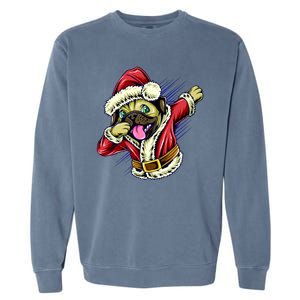 Funny Pug Dabbing Santa Claus Garment-Dyed Sweatshirt