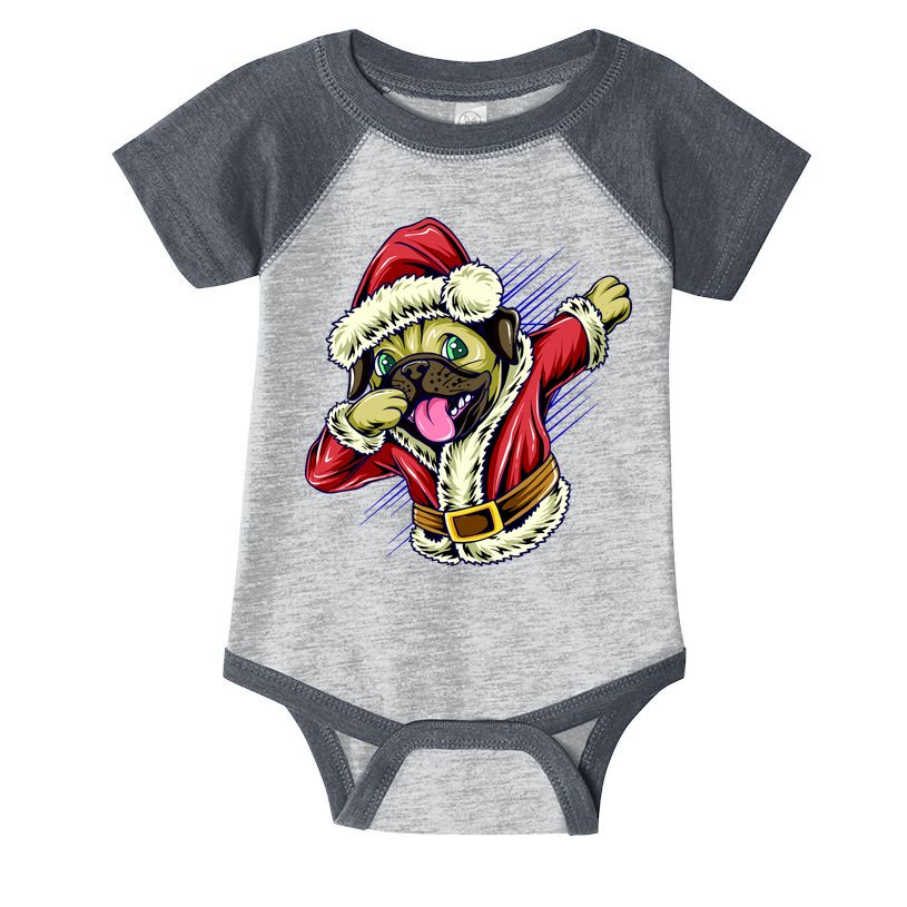 Funny Pug Dabbing Santa Claus Infant Baby Jersey Bodysuit