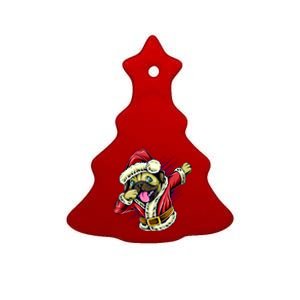 Funny Pug Dabbing Santa Claus Ceramic Tree Ornament