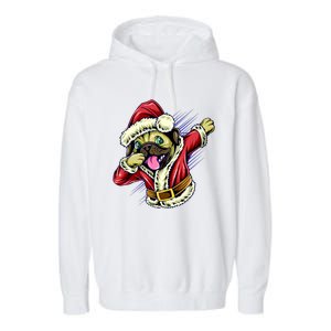 Funny Pug Dabbing Santa Claus Garment-Dyed Fleece Hoodie