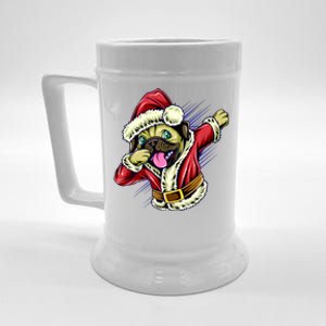 Funny Pug Dabbing Santa Claus Beer Stein