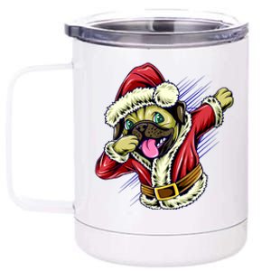 Funny Pug Dabbing Santa Claus 12 oz Stainless Steel Tumbler Cup