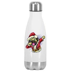 Funny Pug Dabbing Santa Claus Stainless Steel Insulated Water Bottle