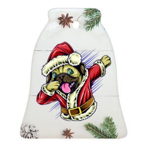 Funny Pug Dabbing Santa Claus Ceramic Bell Ornament