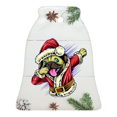 Funny Pug Dabbing Santa Claus Ceramic Bell Ornament