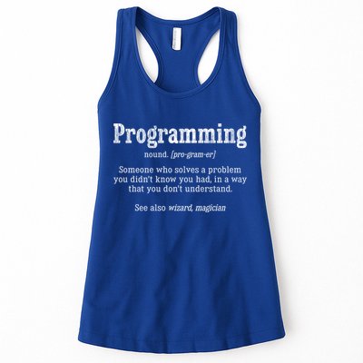 Funny Programmer Definition Debugger Computer Programmer Cute Gift Women's Racerback Tank