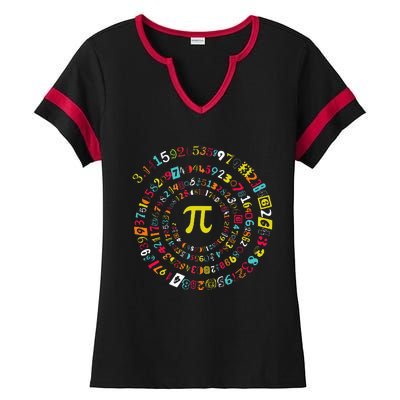 Funny Pi Day Spiral Pi Math For Pi Day 3.14 Ladies Halftime Notch Neck Tee