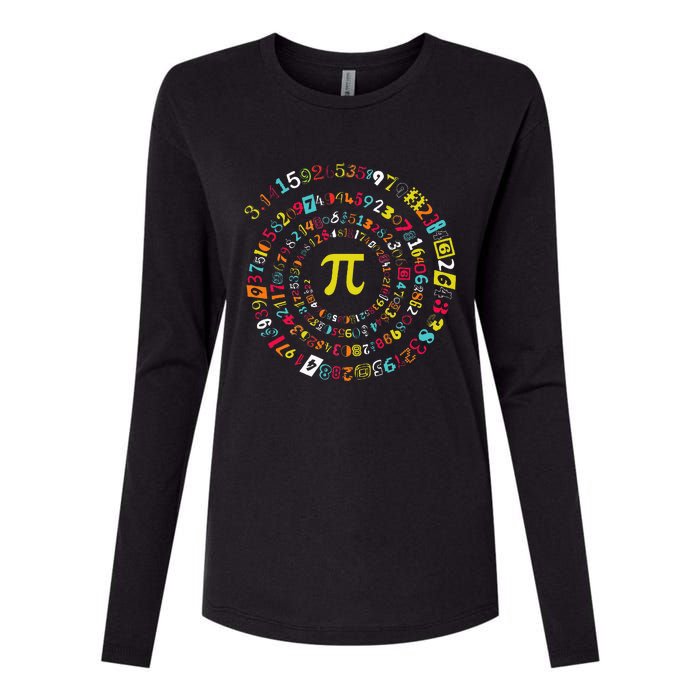 Funny Pi Day Spiral Pi Math For Pi Day 3.14 Womens Cotton Relaxed Long Sleeve T-Shirt