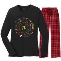 Funny Pi Day Spiral Pi Math For Pi Day 3.14 Women's Long Sleeve Flannel Pajama Set 