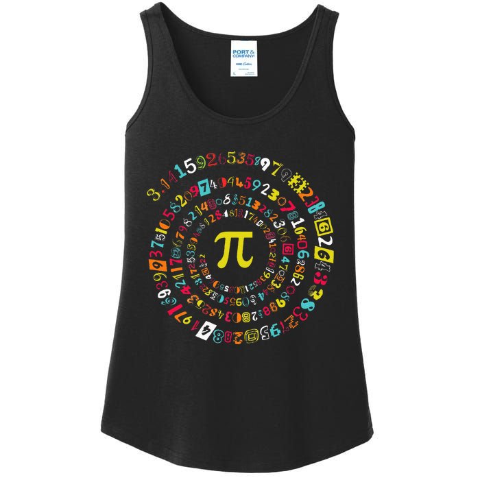 Funny Pi Day Spiral Pi Math For Pi Day 3.14 Ladies Essential Tank