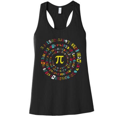 Funny Pi Day Spiral Pi Math For Pi Day 3.14 Women's Racerback Tank