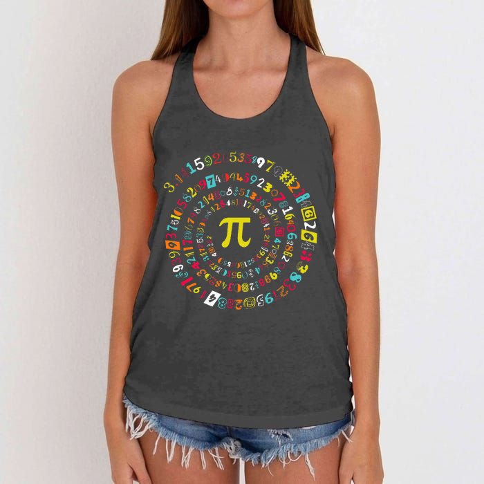 Funny Pi Day Spiral Pi Math For Pi Day 3.14 Women's Knotted Racerback Tank