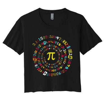 Funny Pi Day Spiral Pi Math For Pi Day 3.14 Women's Crop Top Tee