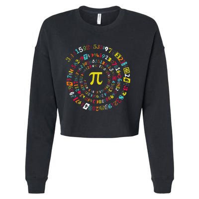 Funny Pi Day Spiral Pi Math For Pi Day 3.14 Cropped Pullover Crew