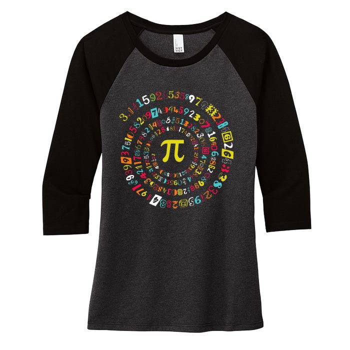 Funny Pi Day Spiral Pi Math For Pi Day 3.14 Women's Tri-Blend 3/4-Sleeve Raglan Shirt