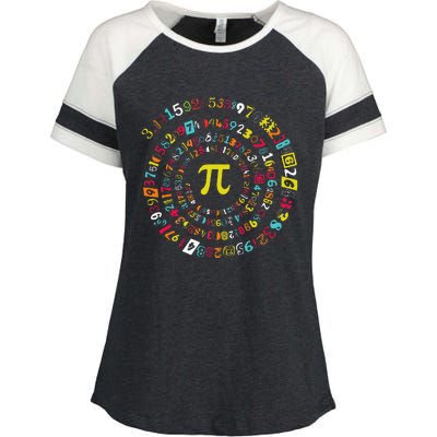 Funny Pi Day Spiral Pi Math For Pi Day 3.14 Enza Ladies Jersey Colorblock Tee