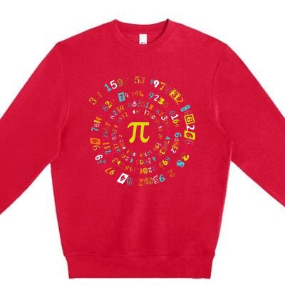 Funny Pi Day Spiral Pi Math For Pi Day 3.14 Premium Crewneck Sweatshirt