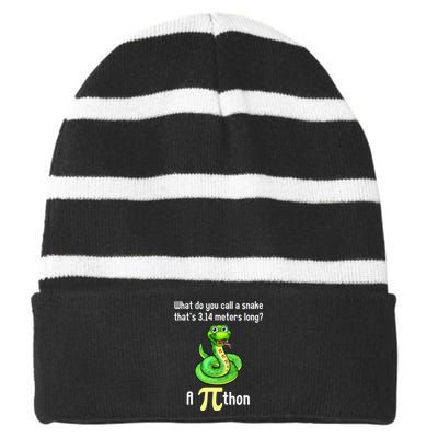 Funny Pi day Puns Pithon Math Teacher Jokes Striped Beanie with Solid Band